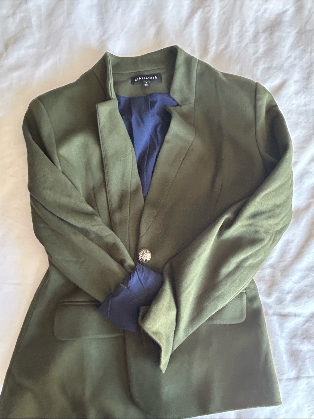 Ribknitlook Women's Olive Green Single-Button Blazer
